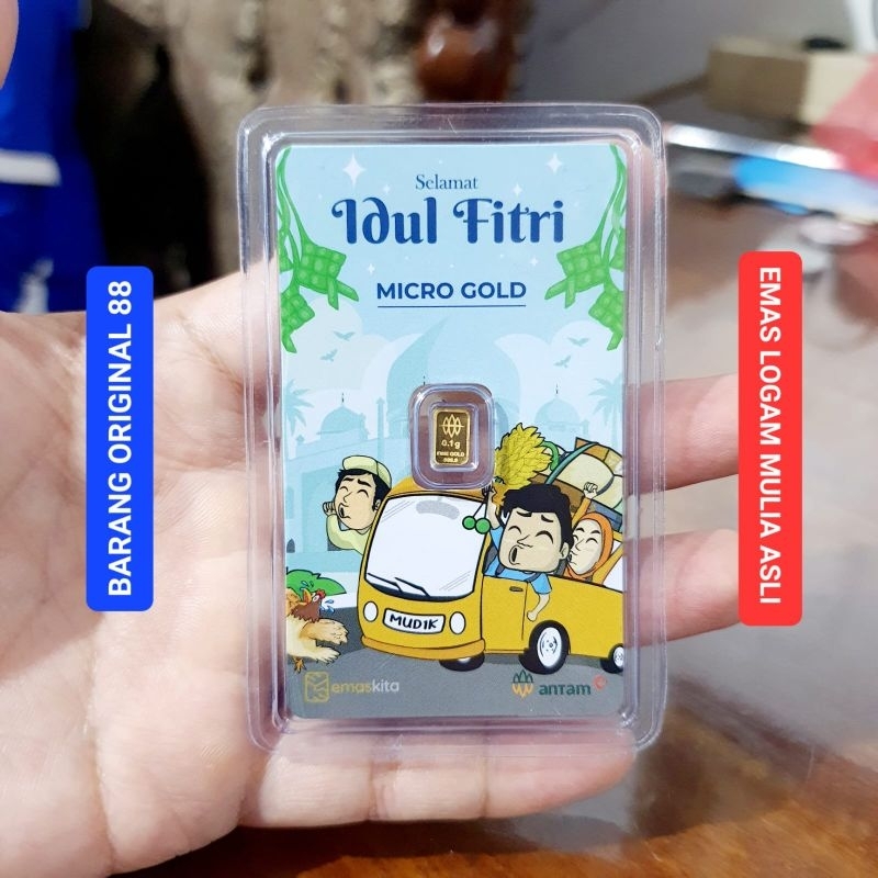 HADIAH LEBARAN KADO UCAPAN SELAMAT IDUL FITRI EMAS 0.1 GRAM ANTAM 0,1 LOGAM MULIA HARTADINATA GAMBAR