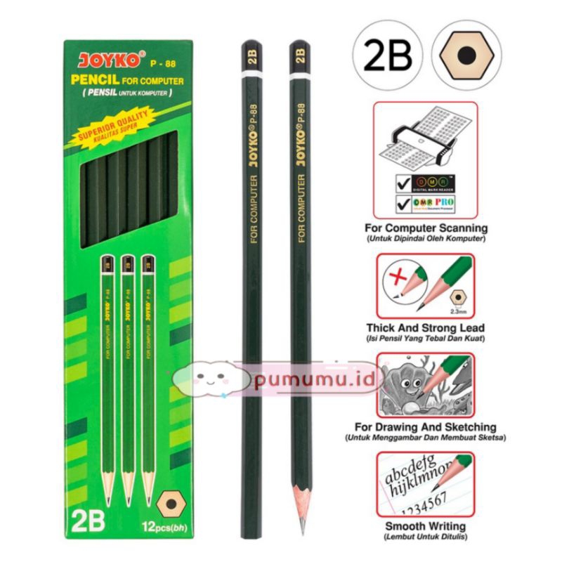 

[PUMUMU] JK07 P-88 Pencil / Pensil Joyko 2B Joyko / Pensil 2B / Pencil 2B / Alat Tulis