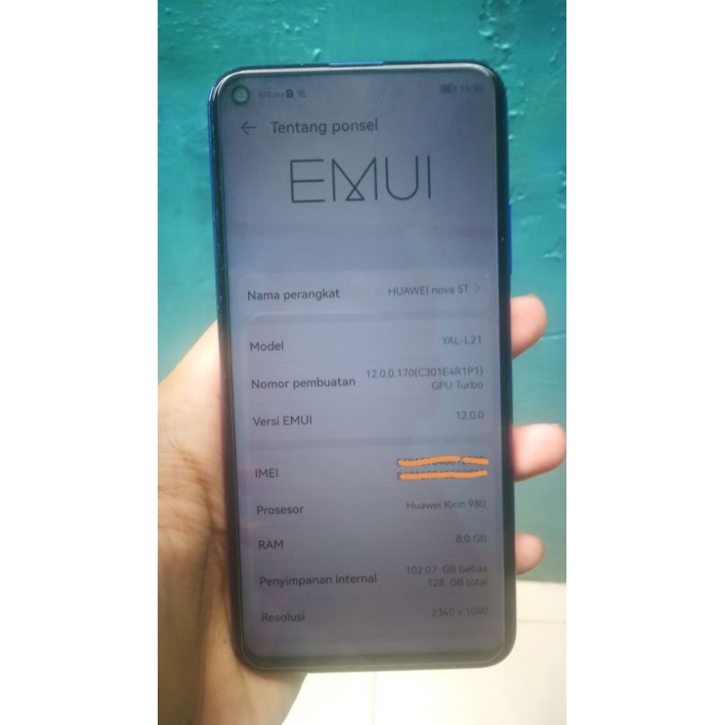 Huawei nova 5t ram 8/128 second