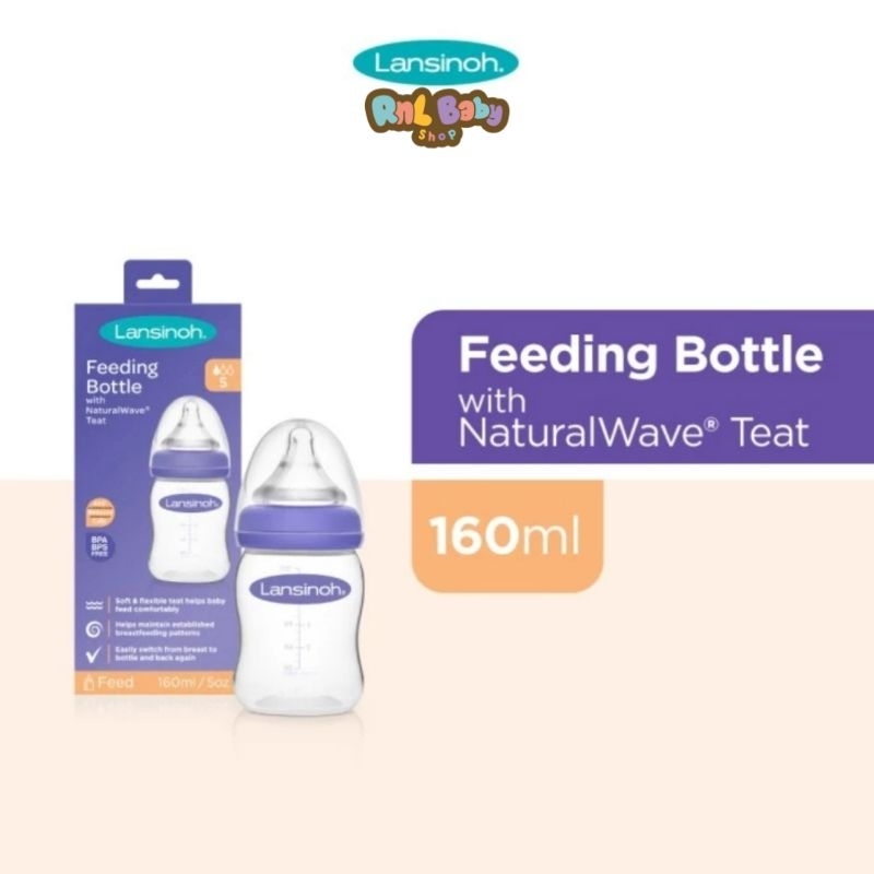 Lansinoh Feeding Bottle With Natural Wave Teat 160 ml - Botol Susu Bayi