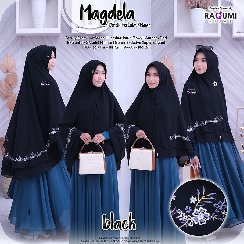 MAGDELA BORDIR EXCLUSIVE KHIMAR RAQUMI ORIGINAL | KHIMAR JUMBO RAQUMI | KHIMAR MEWAH | KHIMAR LEBARA