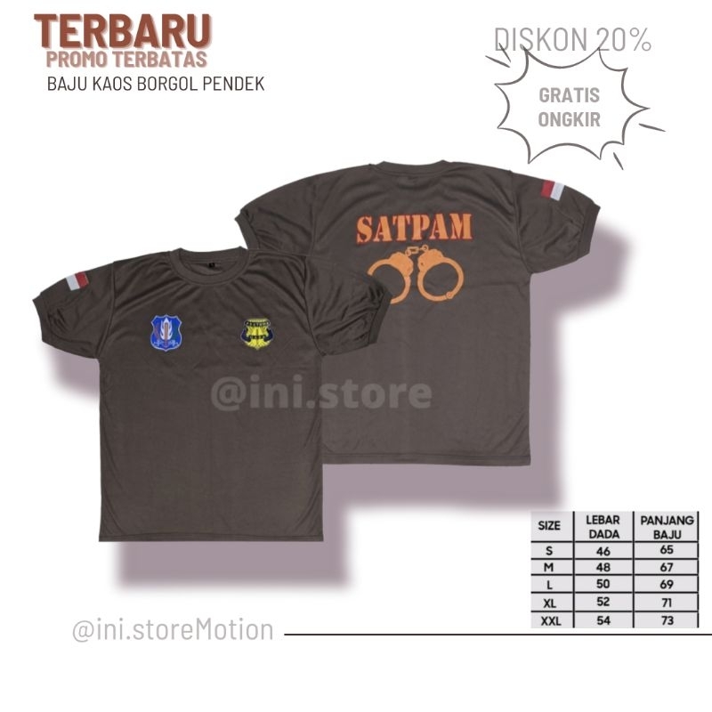 (COD)KAOS SATPAM BORGOL / KAOS SATPAM COKLAT / KAOS SECURITY TERBARU