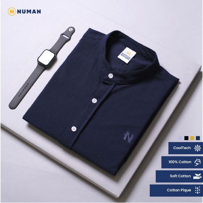 Kemeja Shanghai Navy Premium T-shirt Soft Cotton CollTech Combed Pique Diamond Basic