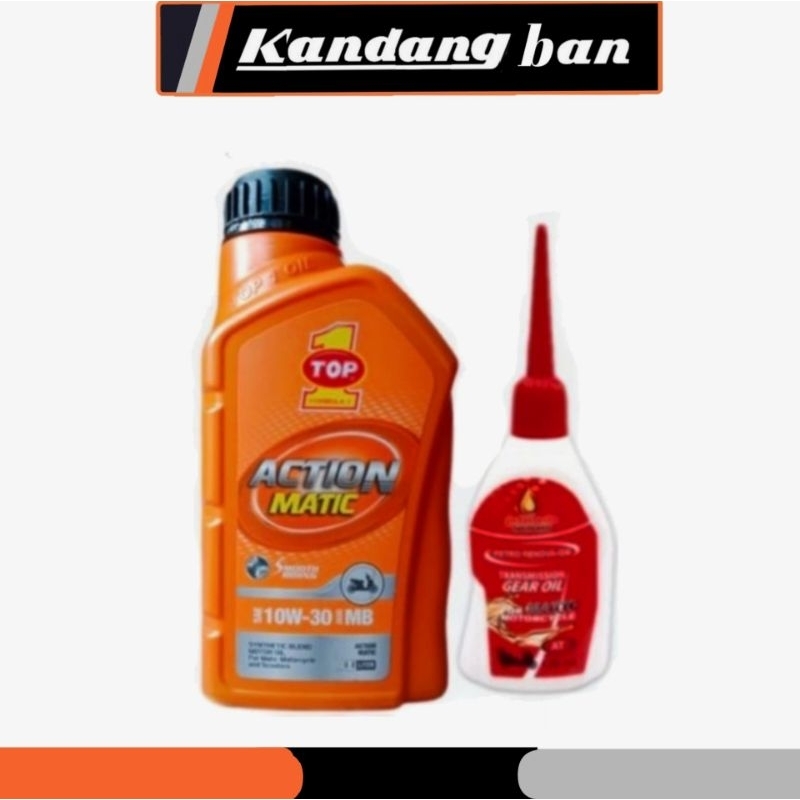 PAKET OLI TOP 1 MATIC 10W-30 0.8L + OLI GEAR PETROASIA 120 ML, 100% ORIGINAL