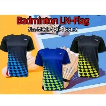 Baju Badminton Lining Flag - Kaos Badminton Lining - Jersey Badminton Lining - Baju Bulu Tangkis