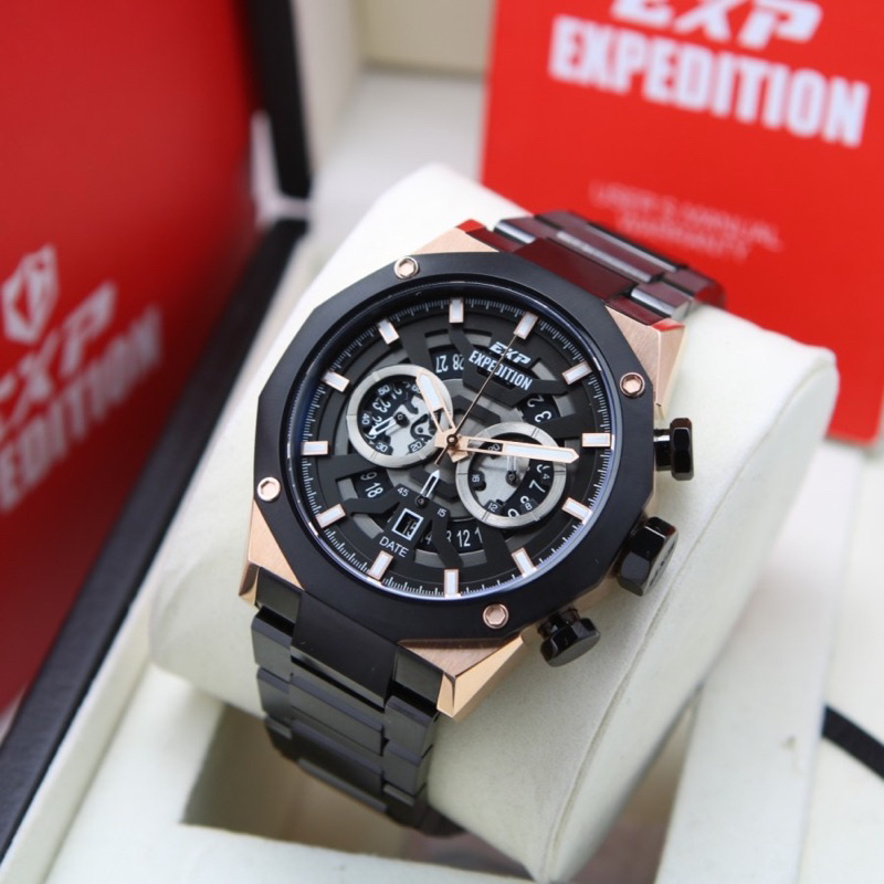 Jam tangan Expedition Exp 6834 original rantai stainless