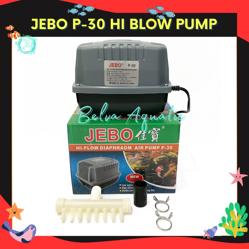 Jebo P-30 P30 Pompa Udara Oksigen Ikan Aerator Air Pump Blower Aquarium Kolam