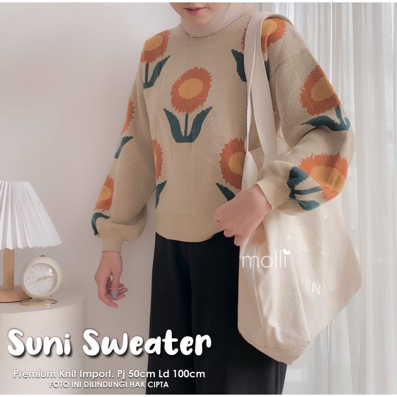 SUNI SWEATER RAJUT PREMIUM KNITS MOTIF BUNGA