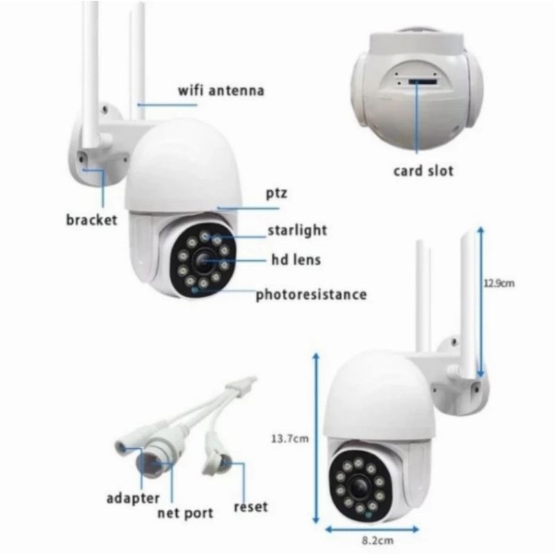 IP CAMERA CCTV WIFI SPEED DOME PTZ 8MP OUTDOOR FULL HD 1080P CCTV APP V380 PRO / MALAM BISA BERWARNA