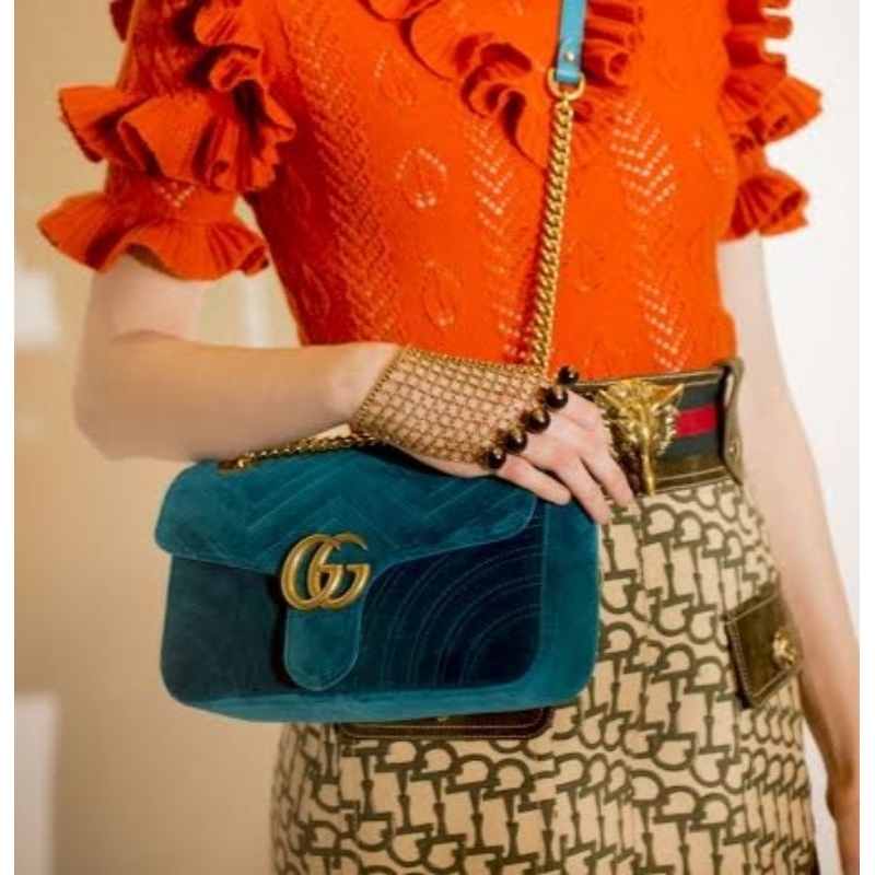 [Bisa COD] Ready Tas Luxury GC Marmont Medium Velvet Leather