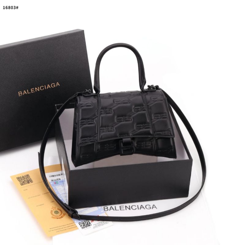 TAS BALENCIAGA HOURGLASS S BB-MONOGRAM PADDED LEATHER 16803 SUPER MIRROR 1:1