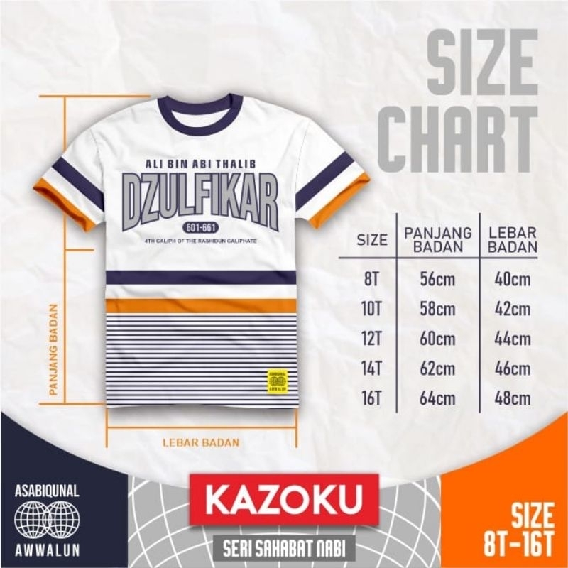 KAOS KAZOKU SERI SAHABAT NABI SIZE JUNIOR BY POLKKA