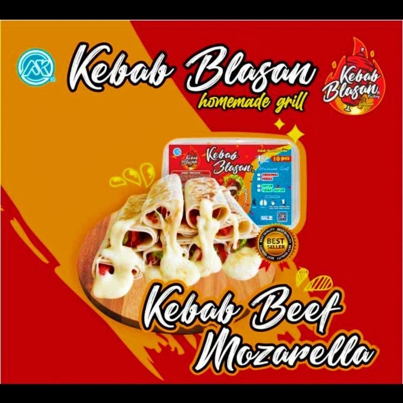 Kebab blasan kebab beef mozarella isi 10