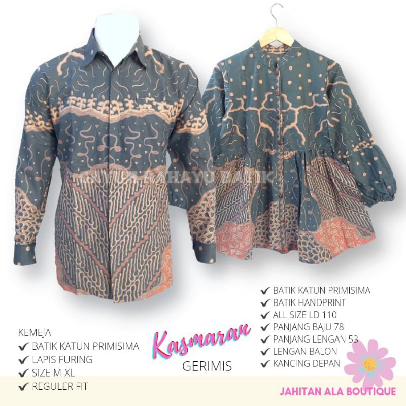 couple blus kasmaran gerimis batik solo blus batik dan kemeja pria