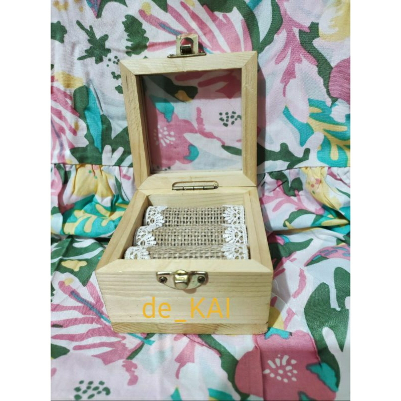 Kotak Cincin Kayu Jati Belanda / Box Cincin Lamaran Seserahan