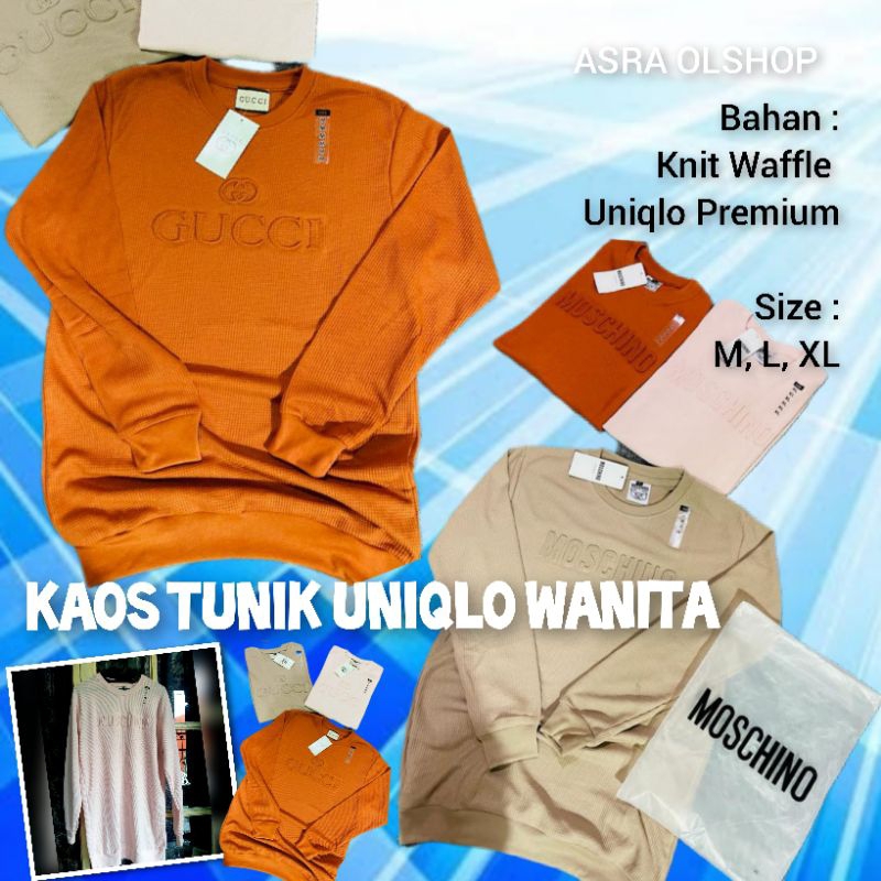 0KAOS WANITA  / KAOS TUNIK UNIQLO BAHAN KNIT WAFFLE UNIQLO PREMIUM / TUNIK PREMIUM / KAOS WANITA LEN