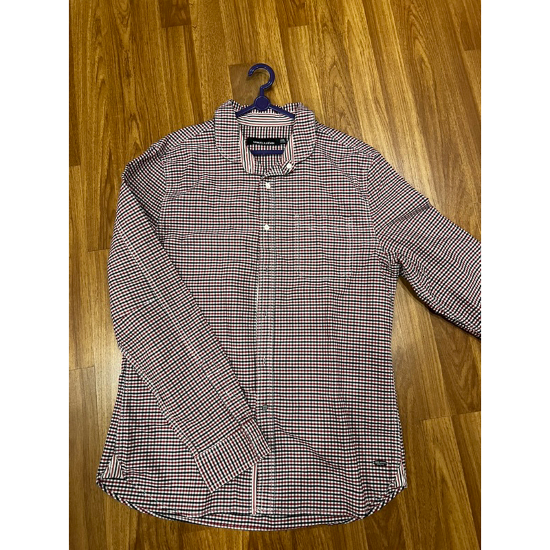 kemeja lengan panjang samuel & kevin merah kotak2 preloved