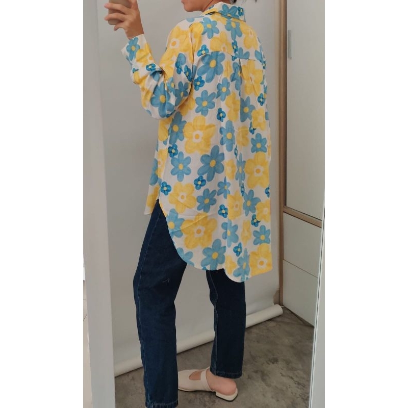 kemeja wanita/oversized floral shirt