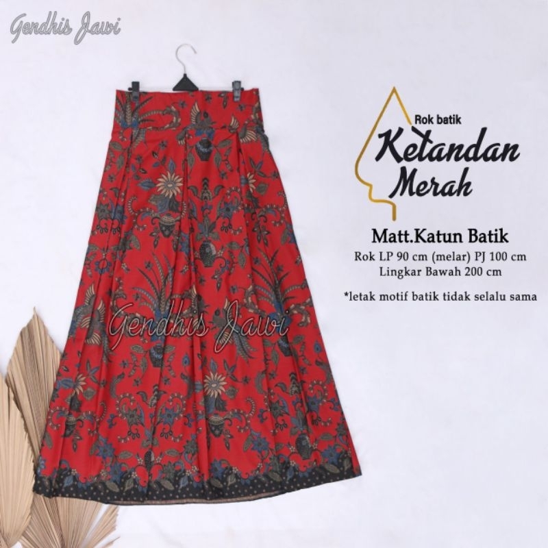 Rok Payung Premium Ketandan Merah Batik Alusan Model Payung Klok - Waniadol Batik