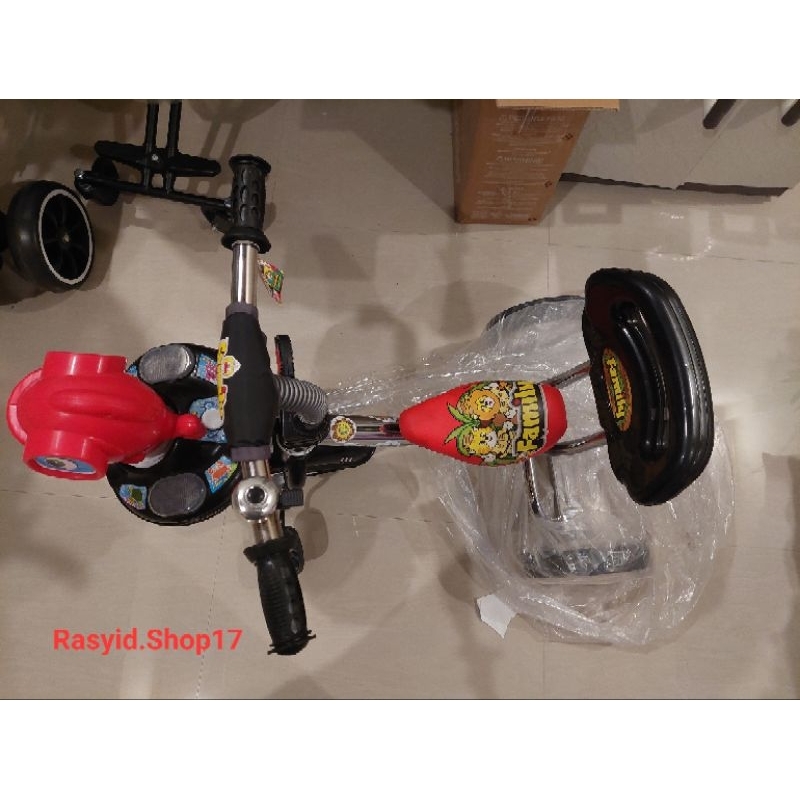 Sepeda Anak Roda 3 Family F938 Nikel Chrome Ban Karet Clownfish Music Bell BMX Baby