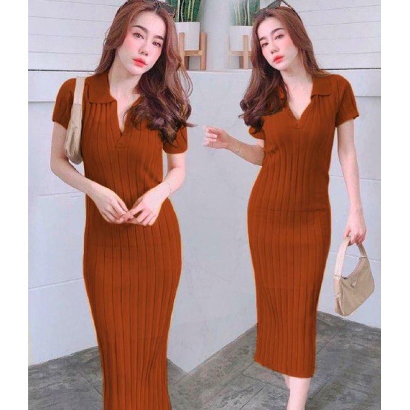 Longdress Rajut Wanita Terbaru - Dress Bodycon Wanita Tebal