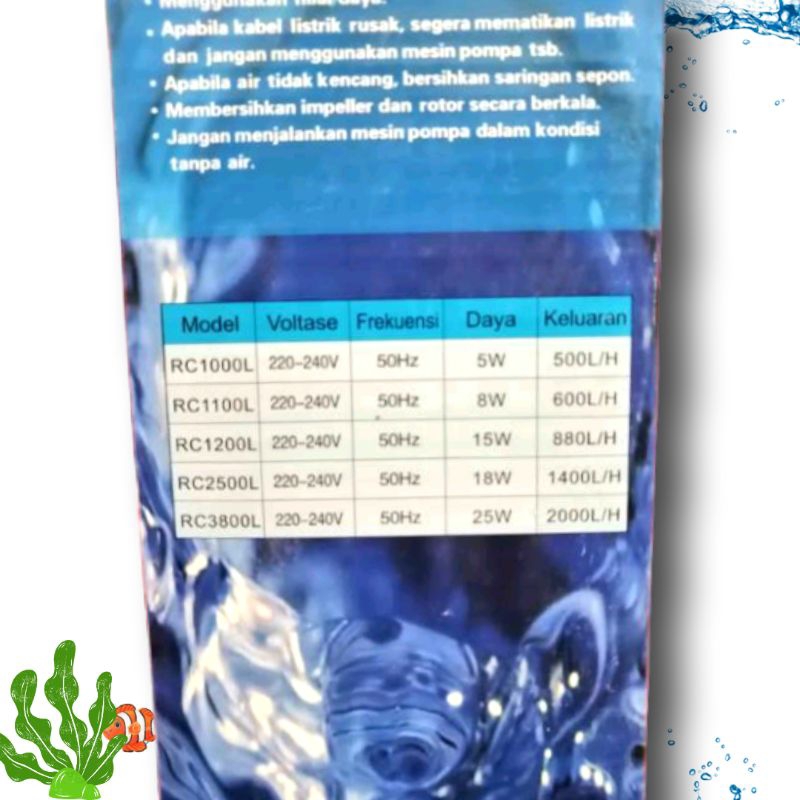 Promo murah pompa aquarium internal filter RECENT RC 3800L