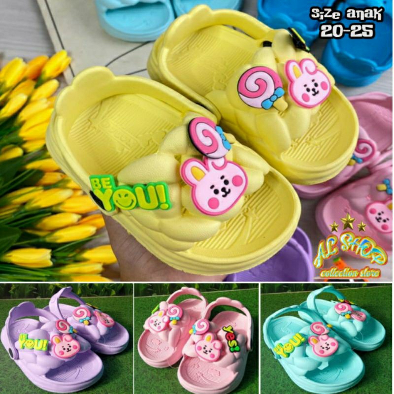 Sandal Anak Perempuan Slop Tali Kelinci Import 525 E Dulux