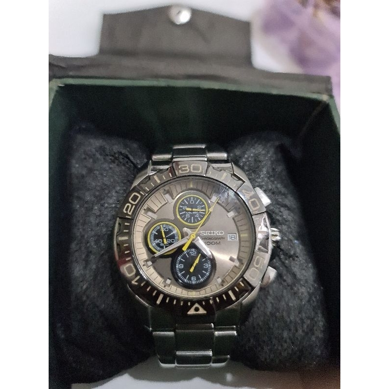 jam tangan original chronograph seiko mulus preloved second bekas