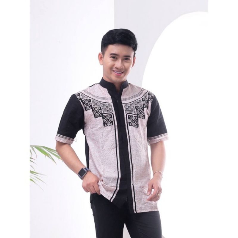 BAJU PAKAIAN KEMEJA BATIK FORMAL KANTOR PRIA LAKI COWOK LAKI2 DEWASA LENGAN PENDEK MURAH BARU