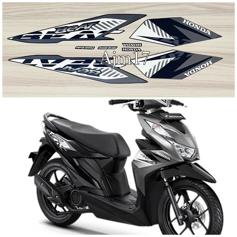 STIKER STRIPING MOTOR BEAT 2023 CBS ABU HITAM JAZZ SILVER BLACK