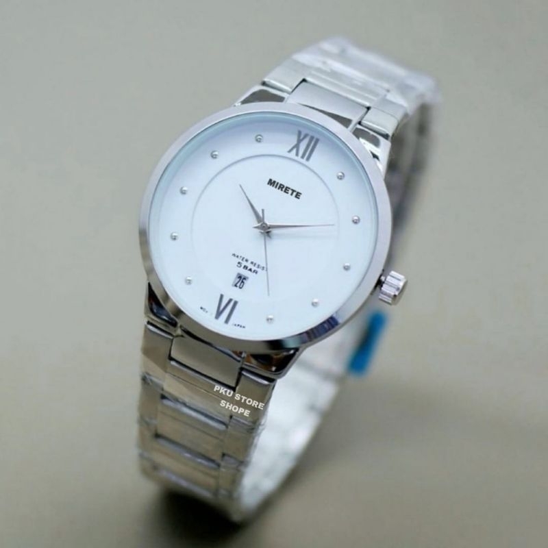 Jam Tangan Pria Mirete Original Tahan Air Tanggal Aktif Strap Rantai Stainless Steel Free Box | Jam Tangan Kasual Pria Quartz Analog Import Berkualitas Murah | Reallict Dijamin Sesuai Foto