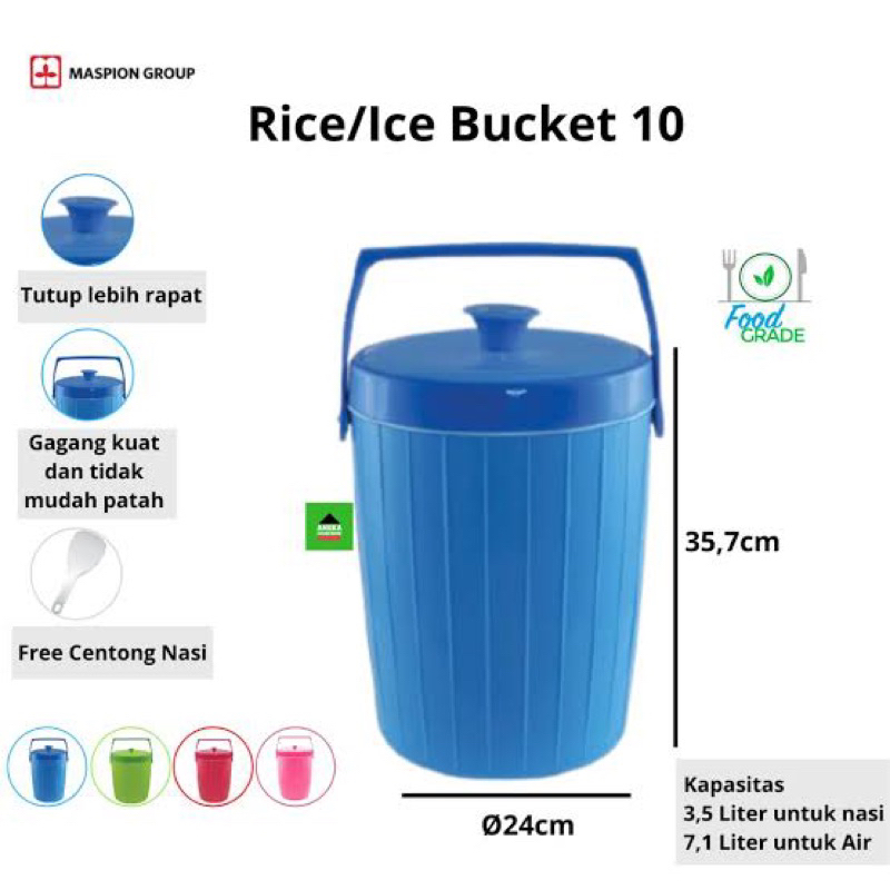 Rice Bucket 10 liter Tempat nasi TEMPAT ES Maspion