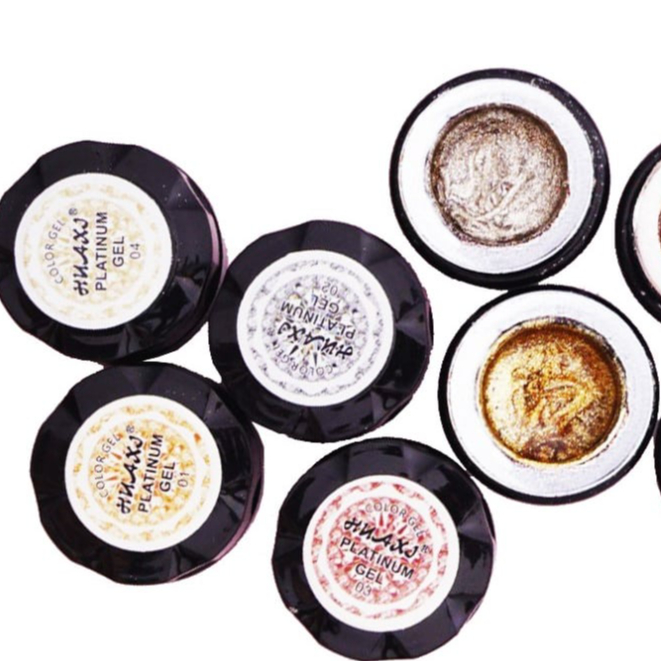 HUAXI Glitter Pot Series Rosegold Gold Bronze Gel Polish Gliter Kutek Produk Good Quality