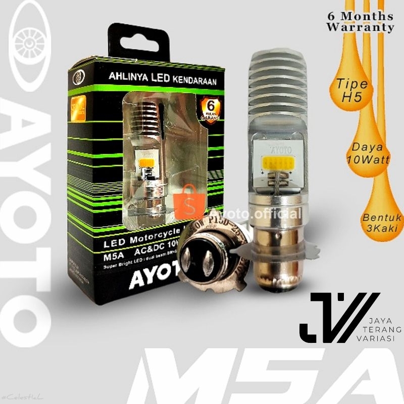 Lampu LED motor AYOTO M5A  AC/DC 10WATT BEBEK KAKI 3 /AYOTO M5A H6 KAKI 3