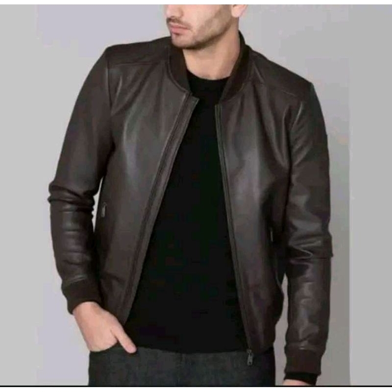 Jaket Pria Kulit Asli Original Model Bomber Kulit Asli Jaket Pria Elgant