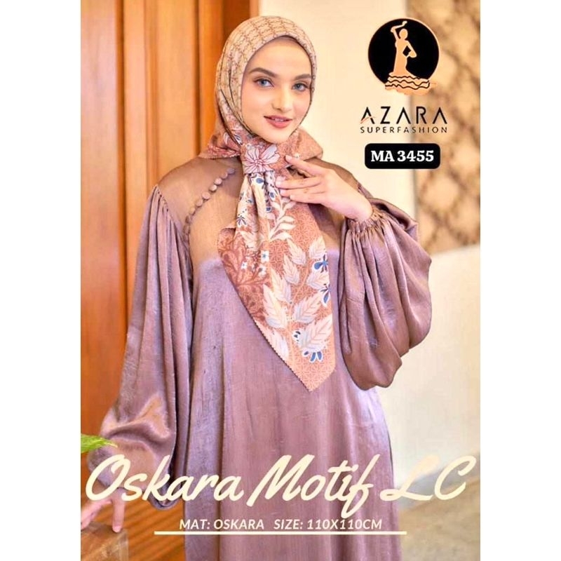 Hijab Oskara Lasercut Segiempat Polos Voal Motif LC Cut Azara Superfashion