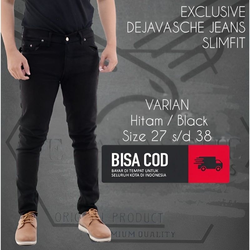 Celana jeans panjang pria pensil slimfit melar distro