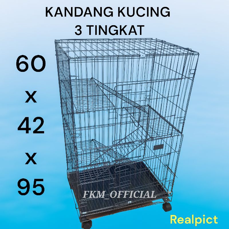 KANDANG KUCING TINGKAT 3 UKURAN 60x42x95