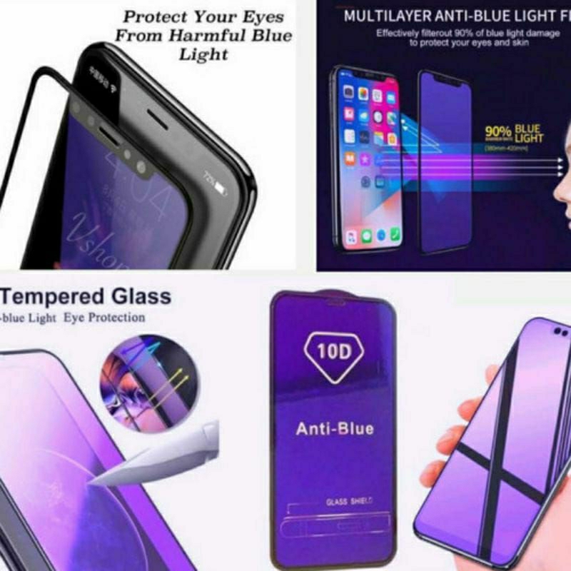 TEMPER GLAS BLUE ANTI PECAH PELINDUNG LAYAR HP INFINIX HOT8/HOT 9 PLAY/HOT 10 PLAY/HOT 10S