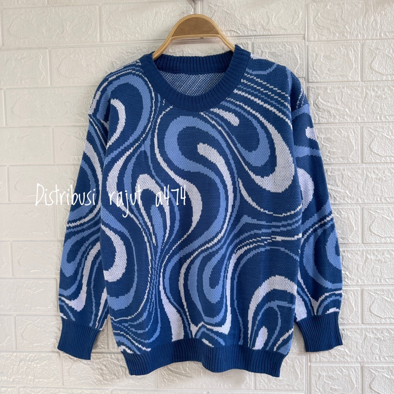 KIANA SWEATER RAJUT CROP MOTIF ZEBRA ATASAN LENGAN PANJANG WANITA