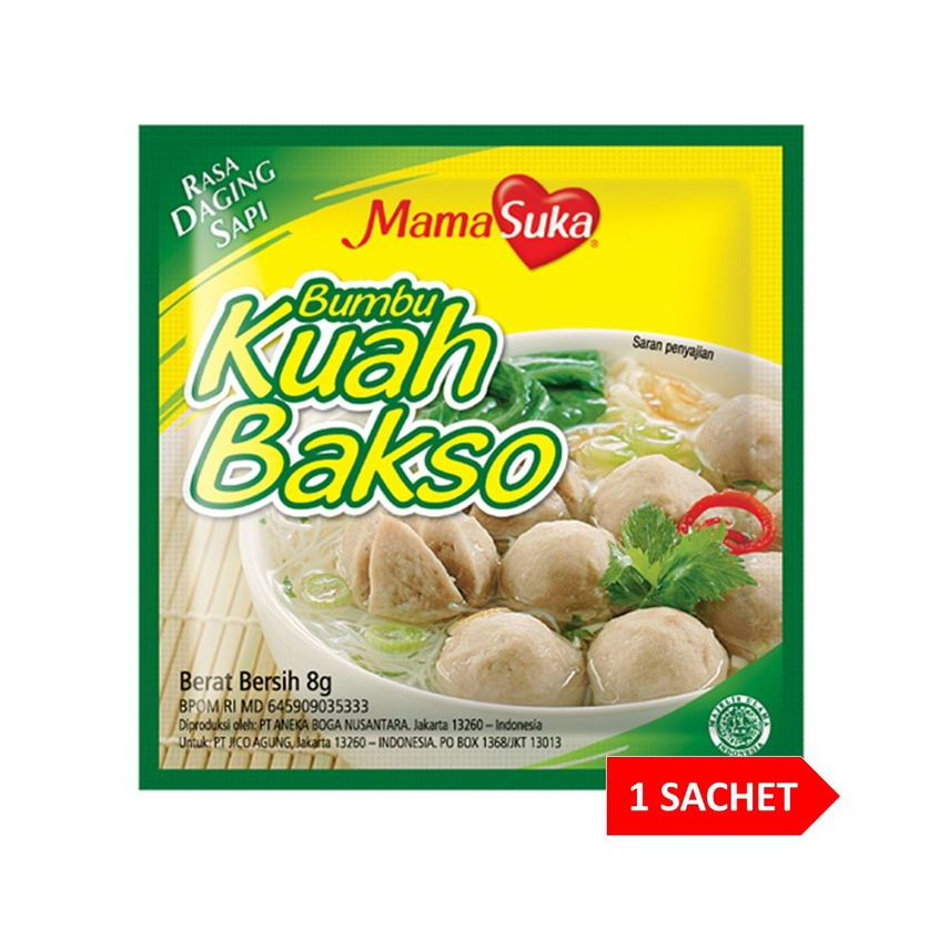 

Bumbu Kuah Bakso MamaSuka Isi 8 gram Kemasan Sachet