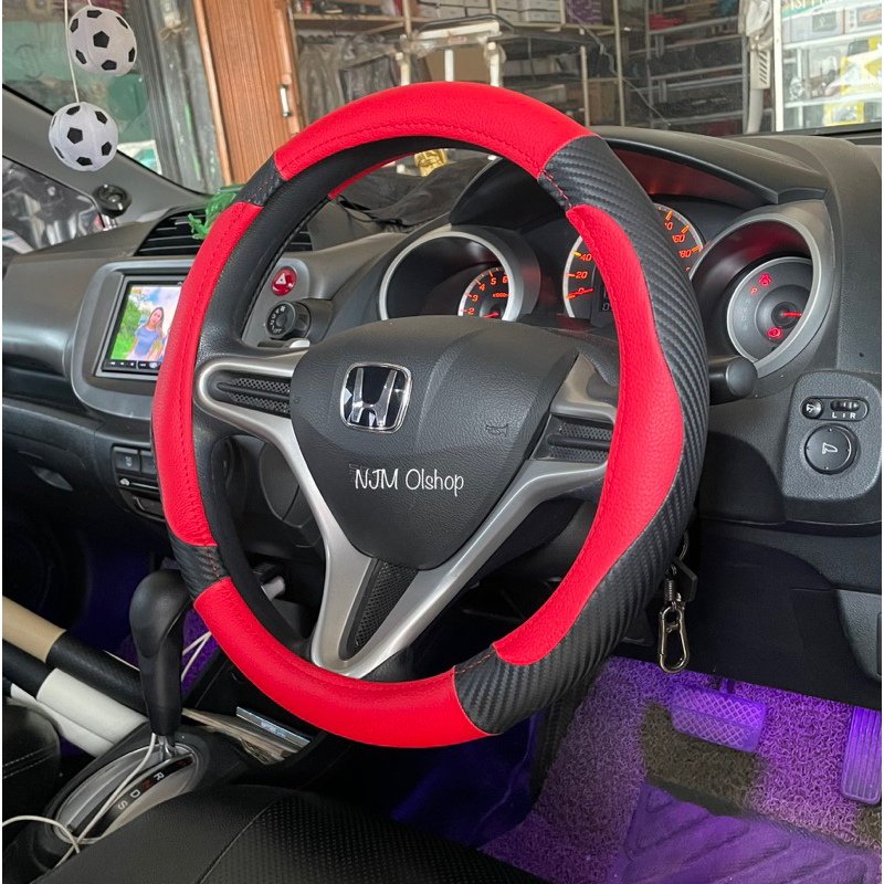 NEW ARRIVAL!!! Sarung Stir / Cover Stir Mobil asli MBTech mix Hitam Karbon - Universal