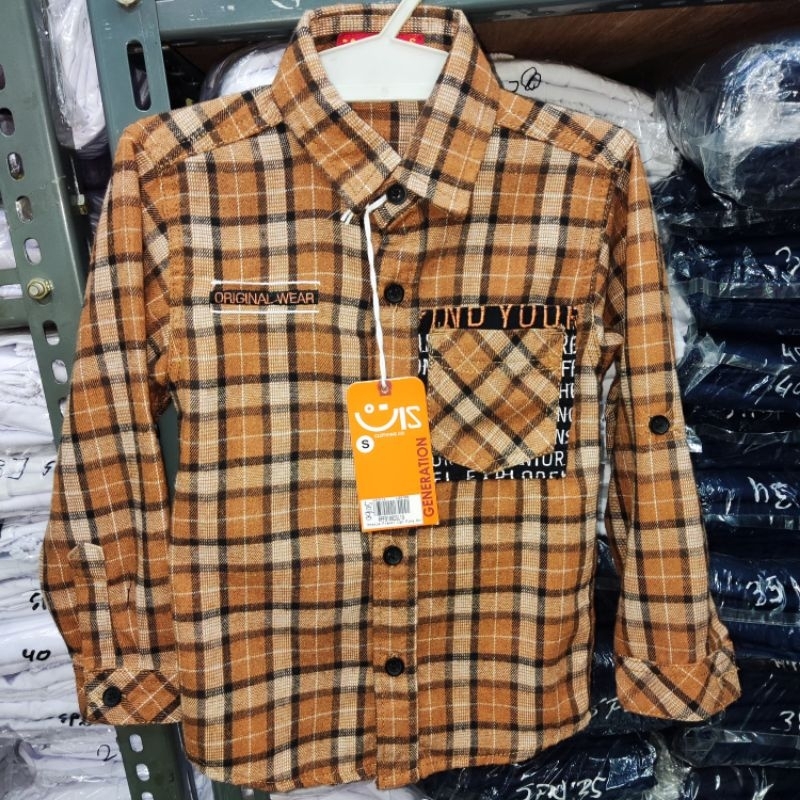 kemeja anak lengan panjang merk UIS bahan flanel usia 2,5-5 tahun