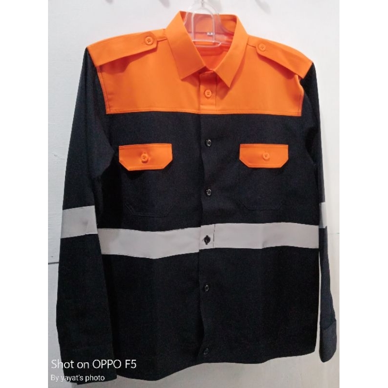 BAJU ORANGE BIRU SAFETY TANPA BET DAN TANPA NAMA