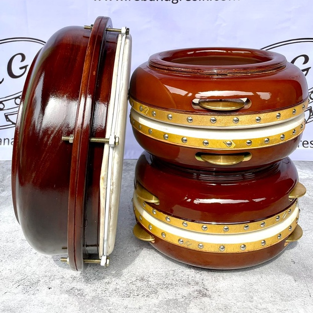 Rebana Hadroh Kayu Mahoni Satu Set Bas Banjari