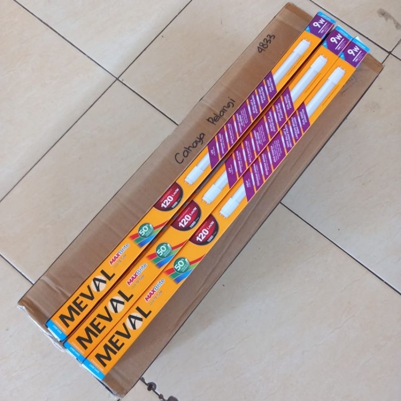 MEVAL Lampu T8 LED Tube 9 Watt 9w MAXBrite Neon TL 60cm SNI - Putih 6500K