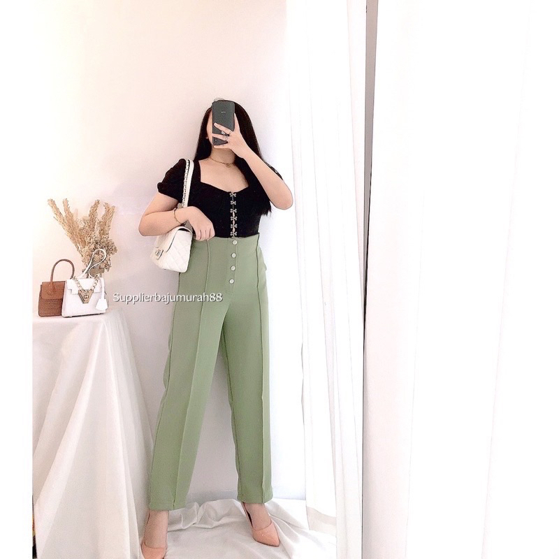 Lookatmeofficial • Celana Basic Scuba Premium Eloise Highwaist Pants