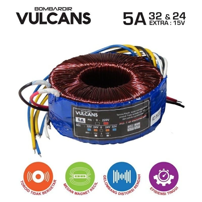 TRAFO VULCAN 5A CT 24v &amp; 32v TOROIDAL DONAT