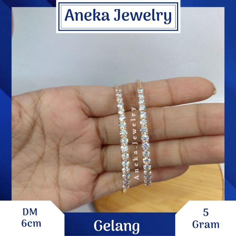 Gelang Pipa Mata 1 Baris, Sepuh Emas Kuning, Perak 925