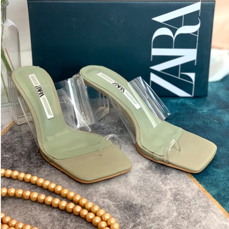Sepatu Transparan Hak Kaca Tinggi Wanita ZR Transparent Vynil High Glass Heels 7,5cm Premium Import,